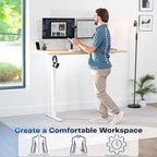 VIVO Electric 60 x 30 in Standing Desk, Memory Height Adjustment, 1B Series, Holds 220 lbs, Light Wood Top White Frame, DESK-KIT-1W6C-30