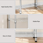M MZG 5 Tiers Shelf Metal Storage Shelves Wire Rack Closet Organizers with Wheel for Garage Kitchen Bathroom Laundry Chrome 11.8" D x 17.7" W x 55" H