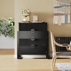 LGHM Fluted Dresser for Bedroom with 4 Drawers, Modern 4 Drawers Dressers with Semicylinder Fluted, Solid Chest of Drawers, 36" Tall Dresser with Bold Steel Frame, Metal Handles, Black