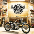 Custom Motorcycle Skull Metal Sign Personalized Biker Name Sign Custom Garage Decor Motorbikes Wall Art Decor Motorcycle Sign Men Room Decor Gifts for Men Husband Rider
