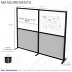 VIVO Modular Wall System, 2 PET and Whiteboard Panels, Professional Office Cubicle Dividers, Freestanding Privacy-Screen, 66 inches High, White and Light Gray, Black Frame, PP-MWS63B-WB