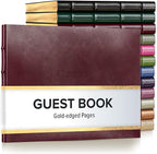 Gallery Leather Guest Book - Great for Wedding, Reception, Baby and Bridal Shower, Birthday Party and Vacation Home - 192 Lined Pages to Sign in, add Polaroid Photo - Hardcover 9x7" - Acadia Burgundy
