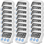 Weewooday 24 Pcs Digital Kitchen Timer Magnetic Timer Bulk On/Off Switch Minute Second Count up Countdown Loud Alarm for Exercise Cook Baking (White)