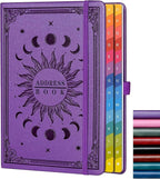 Address Book with Colorful Alphabetical Tabs (8.4" x 5.7") – Hardcover Contact Organizer for Website Passwords, Telephone, Software Licenses, and Important Information – Purple