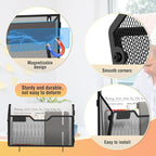 Docnest 6 Pack Magnetic Wall Mounted File Holders,Mesh Letter Organizer with Hooks, Magnetic Hanging Mail Paper Document Organizer for Office, Home, School, Black