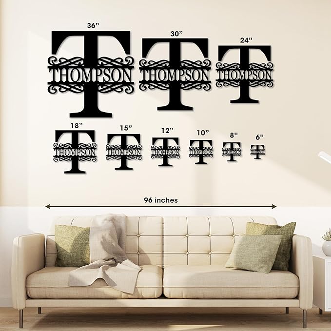 Custom Metal Signs | Personalized Monogram Name Sign | Outdoor Wall Art for Family Name | Custom Name Metal Sign, Last Name, Anniversary, Wedding Gifts for Women, Wife, Parents, couple (Design 2)