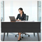 EcoBrisa Under Desk Privacy Panel Self-Adhesive Modesty Panel Stand Up Desk Modesty Panel for Home Office or Standing Workstation, Black (60" Black)