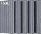 5 Pack Acoustic Panels, 48 x 24x 0.4 Inch Sound Proof Panels for Walls, Premium Wall Sound Absorbing Panels, Decorative Sound Dampening Panels for Media Room, Office and Studio,African Gray