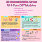DBT Skills Coaching Cards with Guided Examples & Goals – 25 Flashcards for Emotional Regulation, Stress Relief & Coping Tools – for Teens & Adults