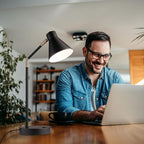 O'Bright Astrum - LED Desk Lamp with Dual USB Charging Ports, 100% Metal, 270 Degree Swivel Arms, Soft White Light (3000K), Bedside & Home Office Table Lamp, ETL Listed, Black