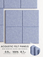 Bumusty Large Cork Board Alternative-36 x24 Felt Bulletin Board Tiles, with 30 Pushpins, 40 Adhesive Tabs, 6-Pack Slat Wall Paneling, Cork Boards for Office Push Pin Board Felt Board-Soft Periwinkle