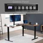 VIVO Electric Corner 63 x 47 inch L-Shaped Standing Desk, Memory Height Adjustment, Rustic Vintage Brown Top Black Frame, DESK-E3CTN-47