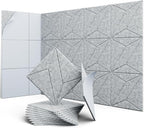 UNECHO 12 Pack 12" X 12" X 0.4" Acoustic Panels for Wall Sound Absorbing, P-Stripes Square Self-Adhesive Sound Panels, High Density Suitable for Multiple Scenarios(Silver Gray)