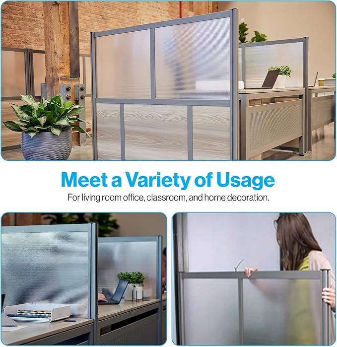 NBF Office Partitions - Cubicle Privacy Panel Wall Divider - Modern Room Separator with Quick Assembly - Indoor Laminate Free Standing Portable Room Divider Panel - 52" H x 73" W (Warm Ash)