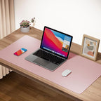 Boutilon Leather Desk Pad Protector,Non-Slip Mouse Pad,Laptop Desk Pad,Office Mouse Mat,Waterproof Leather Desk Blotter,Desk Writing Pad for Office and Home (XXL-Pink,47.2"x 17")