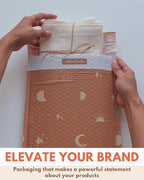 Bubble Mailers 8.5 x 12 Inch- 100 pack Biodegradable Shipping Bags for Clothes - Impack Self-Seal Protective Thick Mailing Envelope for Accessories & Clothing - Celestial Tan