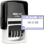 MaxMark Office Self Inking Date Stamp with Phrase Mailed - Blue Ink