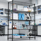M MZG 5 Tiers Shelf 1750 lbs Steel Storage Shelving Utility Shelving Unit Steel Organizer Wire Rack for Home,Kitchen,Office,Garage Black 17.7" D x 47.2" W x 72.4" H