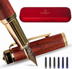 Ellington Pens Luxury Wood Fountain Pen Set – Fine Nib - Includes 6 Ink Cartridges, Wooden Pen Gift Box, Ink Converter - Wood Pen For Writing, Calligraphy, Journaling, Drawing (Rosewood Radiance)