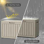 Yardgrace 45 Gallon Patio Storage Box - Waterproof Deck Box for Outdoor Toys, Space-Saving Resin Chest with Lock for Cushions & Pool Gear, UV-Resistant, Ash Grey