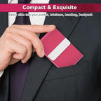 Business Card Holder with Ultra Slim Design, Business Card Case with Premium PU Leather, Suit Pocket Metal Card Holder for Women/Men, Magnetic Closure Quick Access Cards