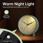 Analog Alarm Clock, 4 inch Super Silent Non Ticking Small Clock with Night Light, Battery Operated, Simple Design, Old Fashioned Style Ideal Decor, for Bedroom, Bedside, Desk, Adult, Kid, Gift, Green