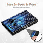 BWEGRHE Slim Credit Card Holder, Blue Skull Flag RFID Blocking Metal Wallet for Men & Women, Aluminum Minimalist Hard Case Pocket-Sized Business Cards Organizer (Fits Up to 10 Cards)