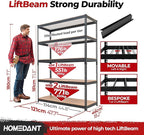 HOMEDANT 5 Tier Storage Shelves Adjustable Laminated Boltless Garage Metal Shelving Unit Heavy Duty Utility Rack Shelf Warehouse Pantry Closet Kitchen (2, (L) 48.1" W, Black)