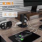 USB Charging Station for Multiple Devices PD 65W, TESSAN 9-in-1 USB C Charger Block for iPhone 17/16/15, MacBook, Tablet, Type C Desktop Charger with 3 AC, Home Travel Office Accessories