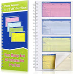 Sinmoe 1 Pcs Spiral Bound Phone Message Book with Carbon Copy 5-1/2" x 11" 2 Part Colorful Carbonless Telephone Message Pads Duplicate Spiral Phone Call Log Book for Business Office (Green,Blue)