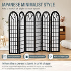 Aletheiawu Room Divider and Folding Privacy Screen, 6 Panel Japanese Shoji Style Room Divider, Partition Divider for Room Separation, Portable Decoration Screen for Home Office Restaurant - Black