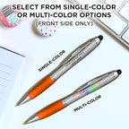 DISCOUNT PROMOS Custom Stylus Ballpoint Pens Set of 50, Personalized Bulk Pack - Black Ink, Great for Office, School, Business, Tradeshows, Events - Orange
