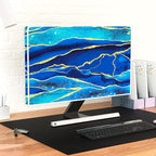 Baocicco Royal Blue Marble Waterproof Computer Monitor Dust Cover 22, 23, 24, 25 Inch Creative Design Monitor Accessories Laptop TV LCD Screen Monitor Decoration for Tablet Computer Decorations