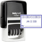 MaxMark Office Self Inking Date Stamp with Phrase Denied - Blue Ink