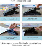 OfficeGoods No Slip Clip Refills - Binds Up to 50 Pages - Reusable - Works with No Slip Clip Dispenser - 50 ct Box Each Small & Large - 100 ct Total - Black