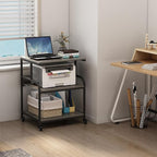 Fannova Large Printer Stand Table 23.6 x18.9 x 30 Inches with Height Adjustable Storage Shelf, 3 Tier Rolling Printer Cart with Wheels for Home Office, Gray