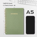 Spiral Notebook-5.75" x 8.125" College Ruled Journal with Inner Pockets and 160 Pages,PU Leather Cover Business Journal, Twin-Wire Binding Notebook Perfect for Office & Home School Supplies Army Green