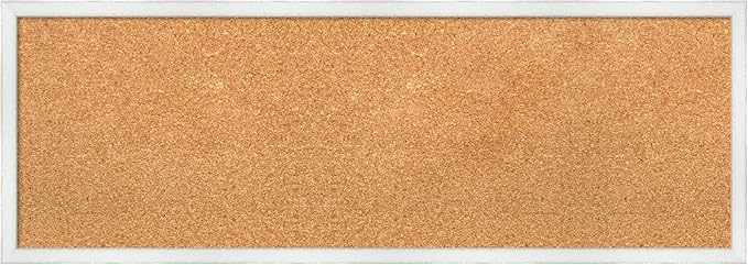 Amanti Art Natural Cork Board for Wall, 13x37 Vision Board with White Frame, Medium Corkboard Office Decor for Home Organization, Country Rustic Corkboard Pinboard to Display Items for Home