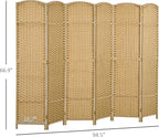 HOMCOM Room Divider, 6 Panel Folding Privacy Screen, 5.6' Tall Freestanding Wall Partition for Home Office, Bedroom, Nature Wood