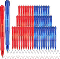deegtran Pens Bulk, 50 Pack No Bleed Blue & Red Ink Click Pens with Soft Grip, Wholesale Retractable Ballpoint Pens for Office School, Medium Point Smooth 1.0MM