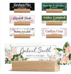 Acrylic Desk Name Plate Personalized with Wooden Base - 28 Backgrounds - Custom Name Plate for Desk, Office Decor, Teacher Appreciation Gifts