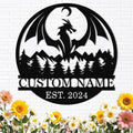 Dyoart Personalized Dragons Metal Signs - Custom Metal Dragon Wall Decor, Metal Name Sign, Black Western Dragons Metal Wall Art, Evil Dragons Signs Gift, Outdoor Metal Wall Art, Letter Wall Decor
