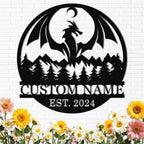 Dyoart Personalized Dragons Metal Signs - Custom Metal Dragon Wall Decor, Metal Name Sign, Black Western Dragons Metal Wall Art, Evil Dragons Signs Gift, Outdoor Metal Wall Art, Letter Wall Decor