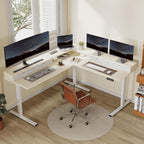 FLEXISPOT 71" L Shaped Standing Desk Electric Corner Table with Shelf, 4 Storage Drawers, Adjustable Computer Workstation for Home, Office, Game, Studio,Light Maple Top + White Frame