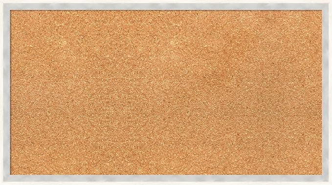 Amanti Art Natural Cork Board for Wall, 15x27 Vision Board with White Frame, Medium Corkboard Office Decor for Home Organization, Modern Corkboard Pinboard to Display Items for Home Organization in
