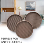 Furniture Coasters - 4 Pcs 4”Round Furniture Caster Cups - Non Slip Pads Hardwoods Floors Non Skid Furniture Grippers Rubber Furniture Feet Anti Slide Floor Protector for Bed Couch Stoppers Brown