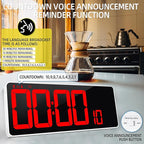 KMMKGG 13.7”Digital Timer Large LED Screen displays（5'' Number）,The Date time, Remote Control, Turn on/Off 10 Seconds Countdown Voice Notification, for Chefs,Students, Children, Seniors