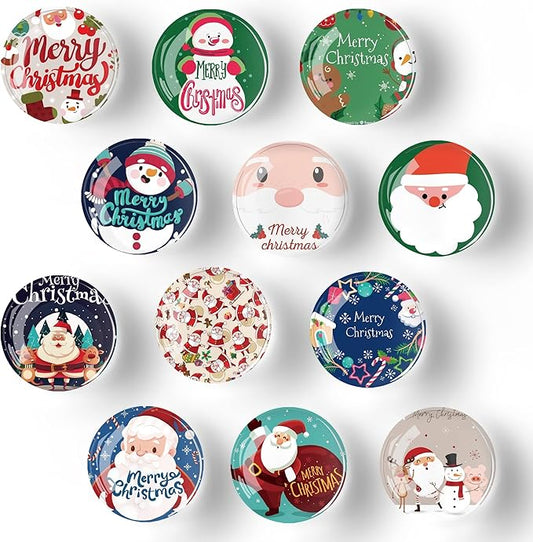 12Pcs Christmas Refrigerator Magnet Fridge Sticker,Christmas Fridge Magnets Decoration for Crafts,Strong Fridge Magnets for Kitchen, School,Office Whiteboard, Cabinet and Dishwasher