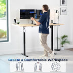 VIVO Electric 71 x 36 in Standing Desk, Memory Height Adjustment, 1B Series, Holds 220 lbs, Light Wood Top Black Frame, DESK-KIT-1B7C-36
