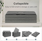 Graciadeco Medium 15" 21 Quart Collapsible Stackable Storage Bins with Lids, 5 Packs Grey Foldable Fabric Closet Boxes Heavy-duty Linen Cube Baskets Container for Bedroom Office (15 x 11 x 8)
